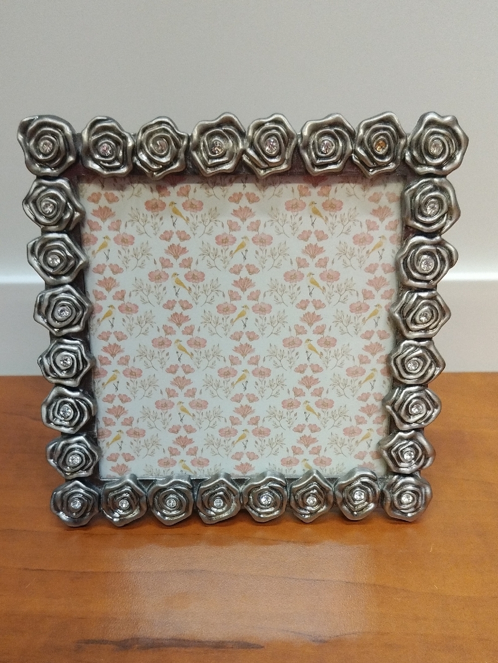Silver Rose Decorative 4x4 Photo Frame - Elegant Home Accent